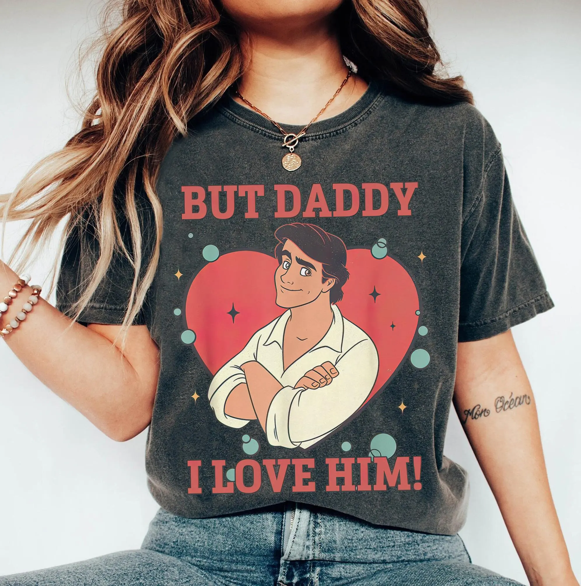 قميص ديزني برينس إريك بوت دادي، قميص أنا أحبها، تي شيرت حورية البحر الصغيرة، تي شيرت الأمراء أرييل، قمصان هدية عيد الميلاد #1