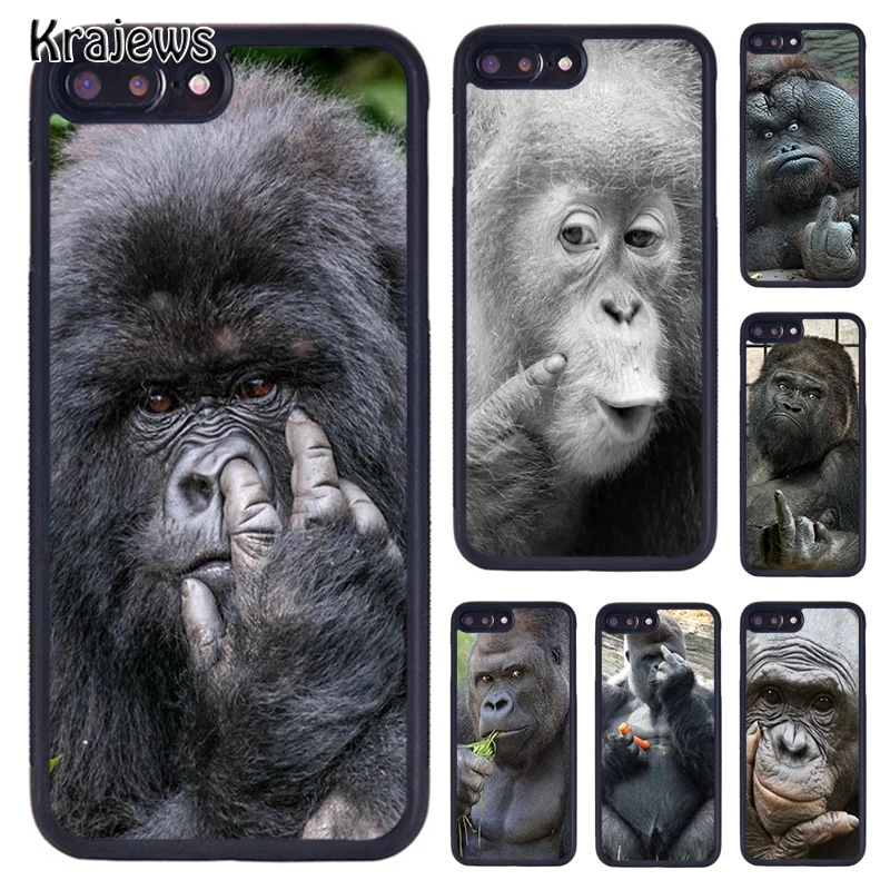 Krajews CUTE ORANGUTAN monkey BABY Silicone phone Case For iPhone 16 15 14 Plus 11 12 mini 13 Pro XR XS Max coque