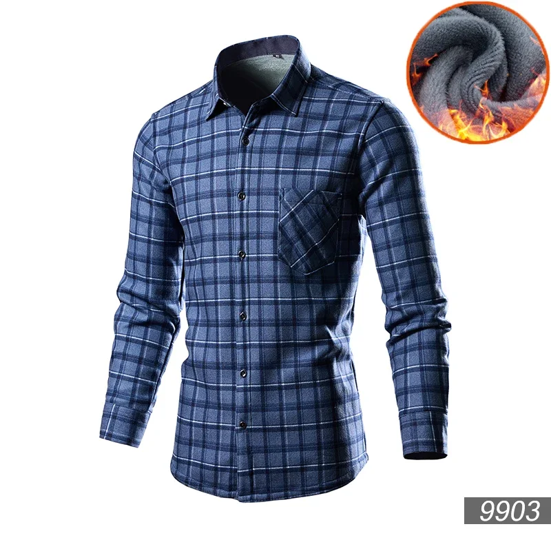 Camisa de manga larga con patrón a cuadros para hombre, camisa gruesa y cálida informal de alta calidad, suave, talla grande, Tops 5XL-M, otoño e invierno, 2024