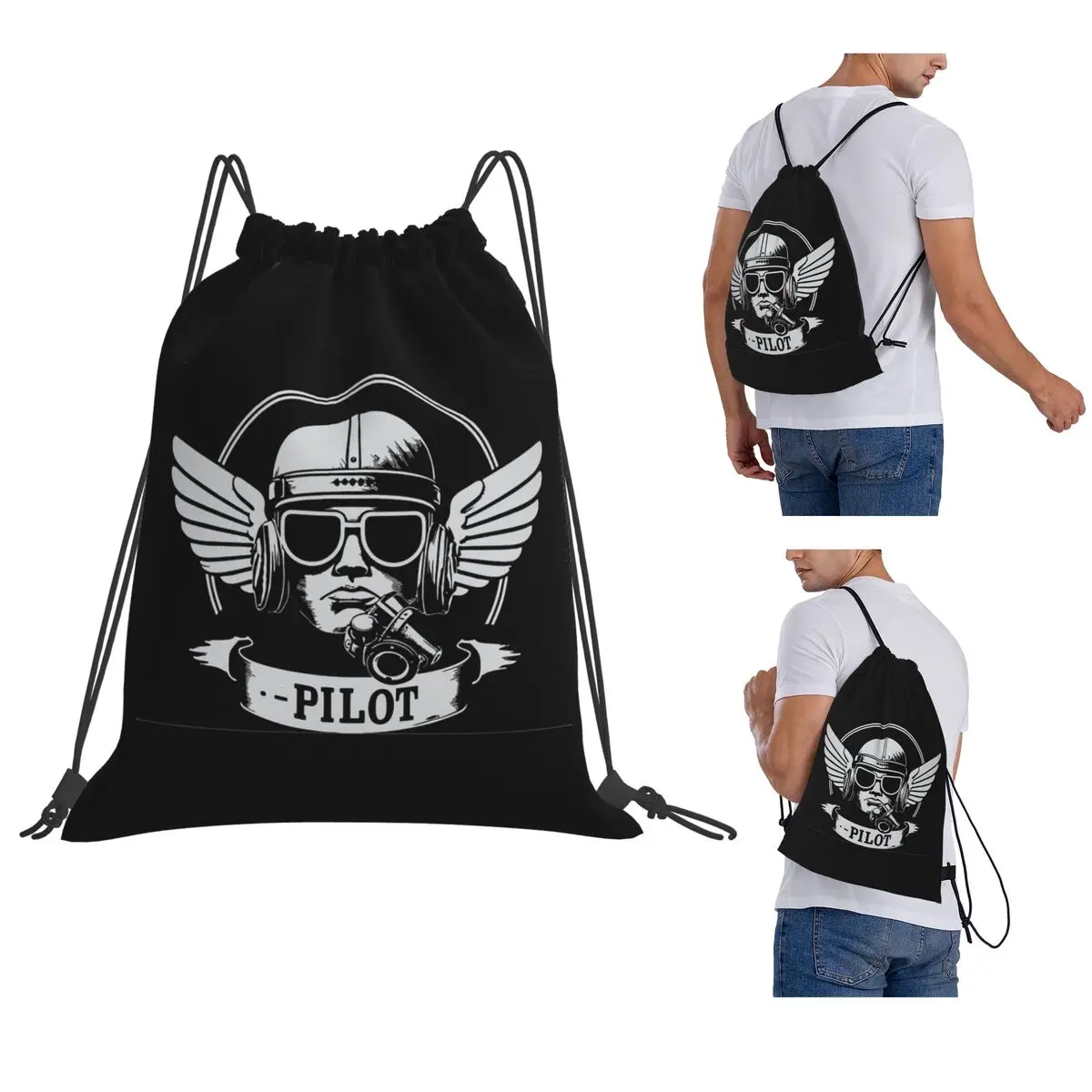 Pilot Backpacks Fashion Drawstring Bags Storage Bag Book Bags for Man Woman Students