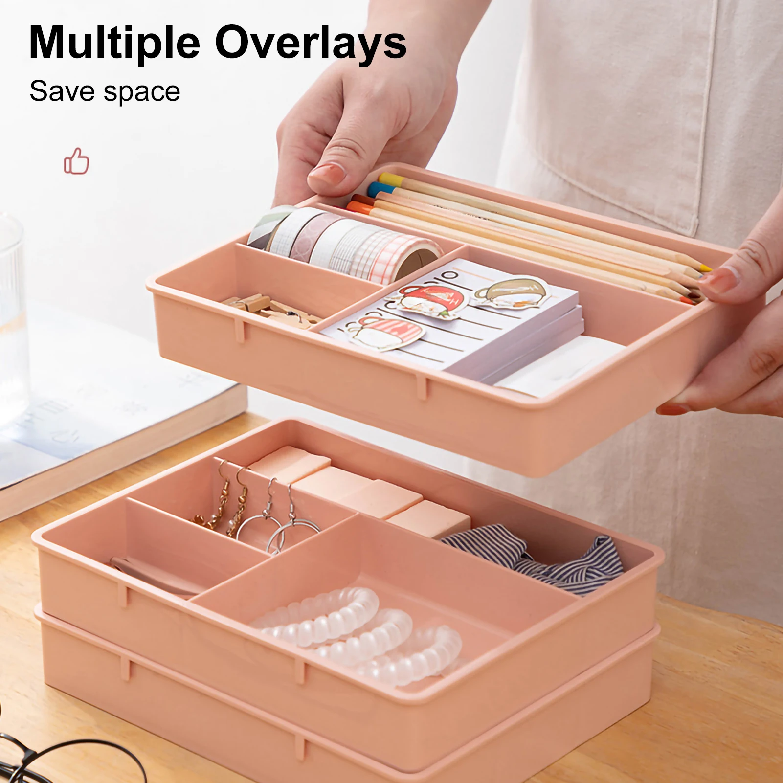 Table Drawer Storage Case Stackable Multi-Cell Sundries Storage Tray Dressing Desk Jewelry Stationery Organizer Makeup Organize