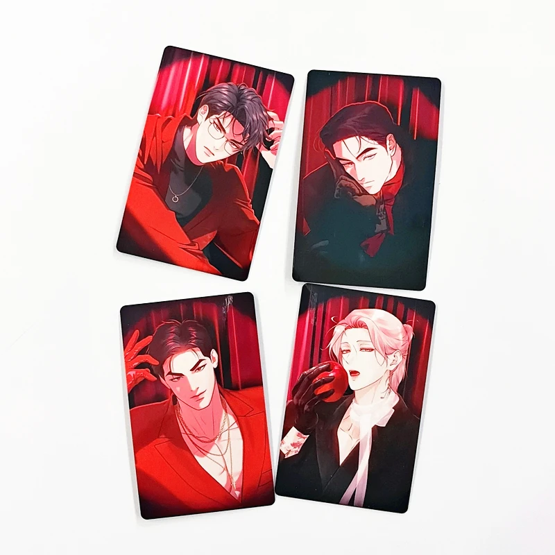 

﻿4Pcs Korean Manhwa Feel The Red Photocards Anime Characters Double-Sided Lomo Cards Collectible Gift for Fans