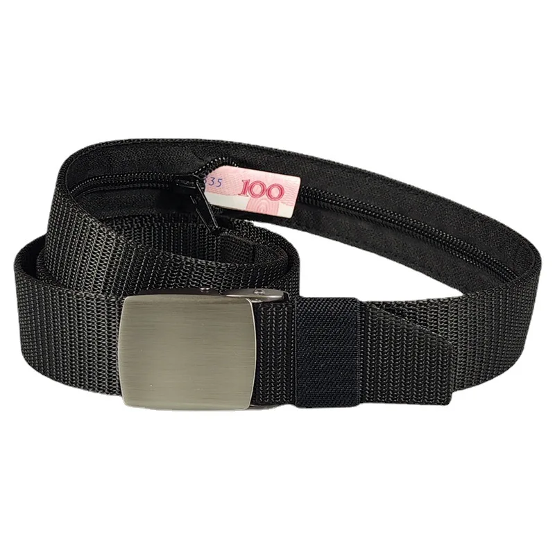 

High Quality Outdoor Men's Zipper Wallet Belt Inner Clip Anti-theft Cash Automatic Buckle Belt Casual Hidden Zipper Money Belts