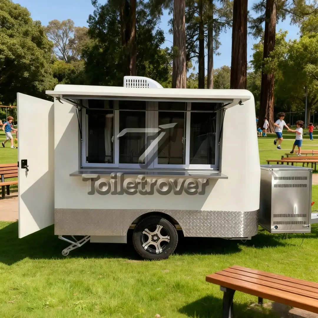 

Outdoor Food Trailer Main Body Off-White Simple Grand Style Food Truck Shell Customizable Mobile Kitchen Frame