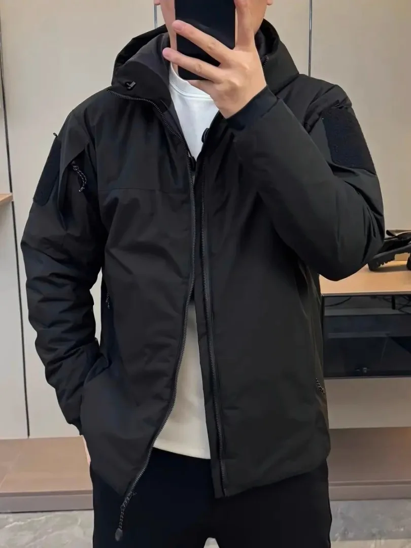 

Мужская уличная куртка с капюшоном, новая осенне-зимняя модная высококачественная универсальная куртка-стойка с длинной молнией Sve C...