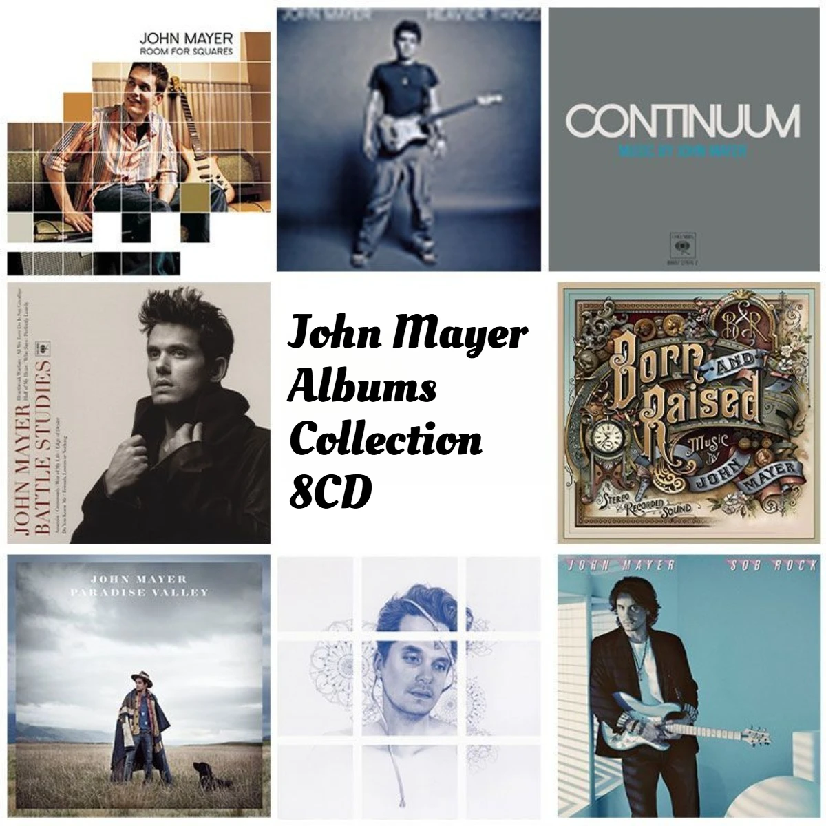 

John Mayer 8CD Album Collection Discs Only No Cover, Lossless Music CDs, for Car & Home Audio, Music Fans & Collectors