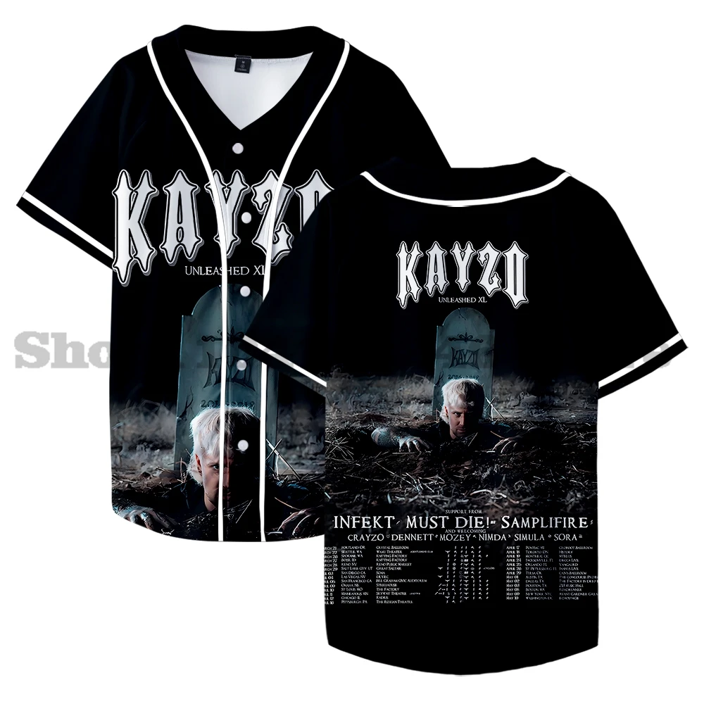 

Kayzo Unleashed XL 2025 Tour Baseball Jersey Men/Women Casual Thin button Baseball uniform Oil Slick Custom Jersey