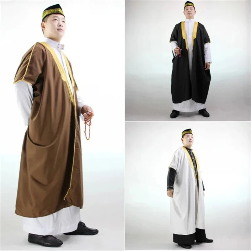 

Muslim Embroidery Bachelor Islamic Clothing Men Kaftan Stage Speech Pakistan Abaya Graduation Jubba Thobe Long Coat Saudi Qs;2'd