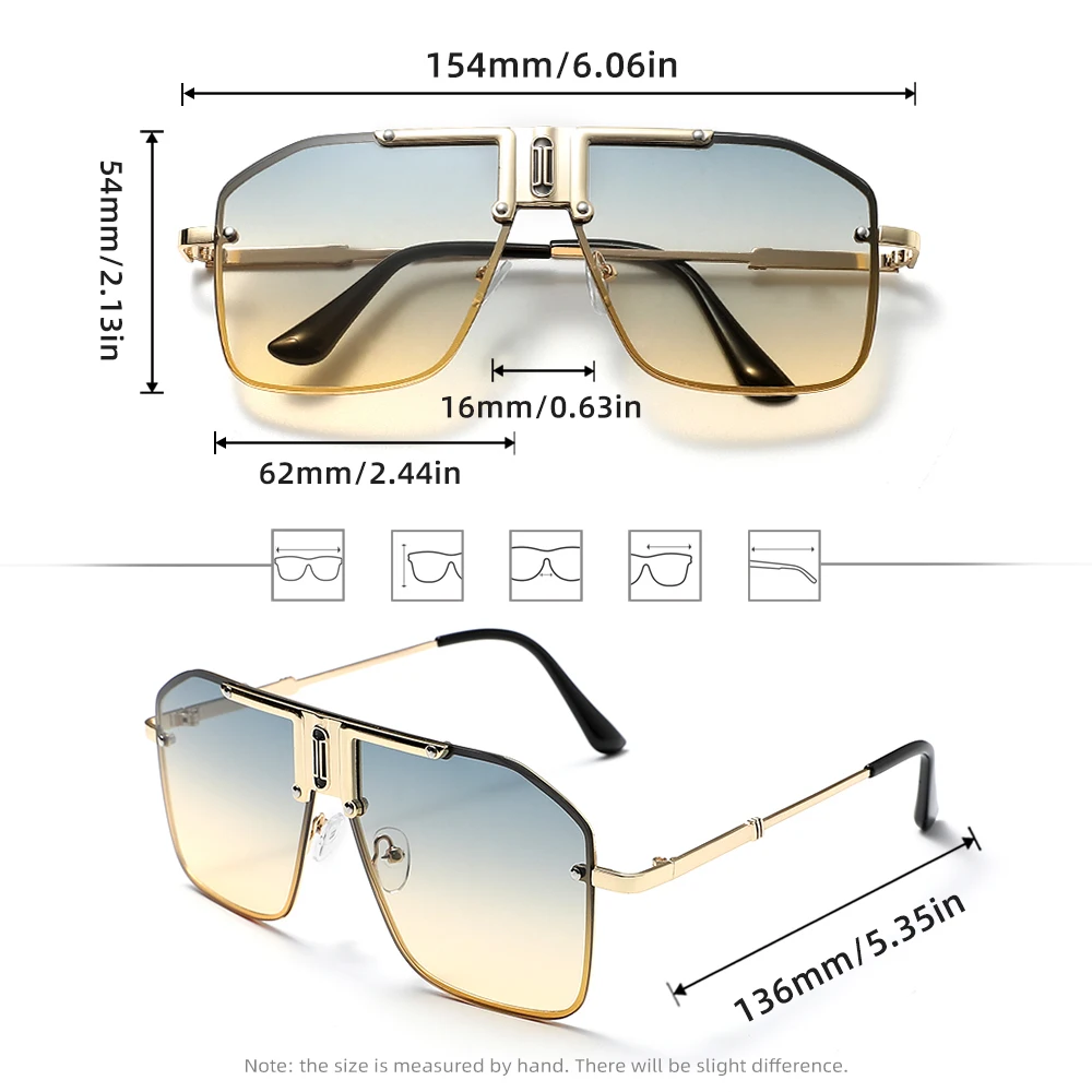KINGSEVEN Rahmenlose Sonnenbrille Frauen Trendy Luxus Designer Metall Rahmen UV400 Brillen Für Männer Outdoor Camping Sport Gläser ﻿ – Detail 2