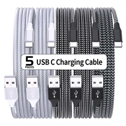 5Packs USB Type C Cable 18W USB A To Type C Fast Charging Cable Charger Data Sync Wire Cord For iPhone 15 Macbook Samsung Huawei