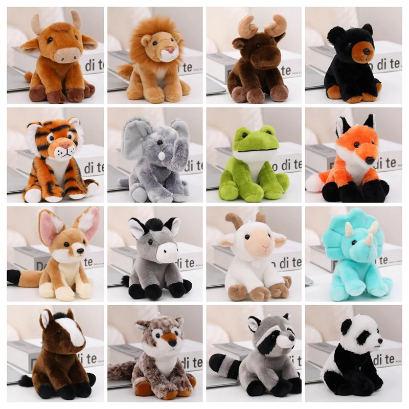 Adorable Sitting Forest Friends Plushies 6 Inch Realistic Lion Sheep Fennec Fox Raccoon Zebra Stuffed Toys Woodland Decor Gift