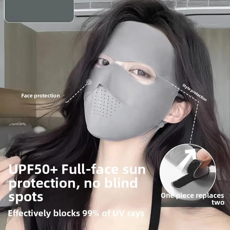 Women's Summer Face Basque Sunshade Mask Breathable Thin Ice Silk UV Protection Eye Corner Protection Elegant Style Camping Cap