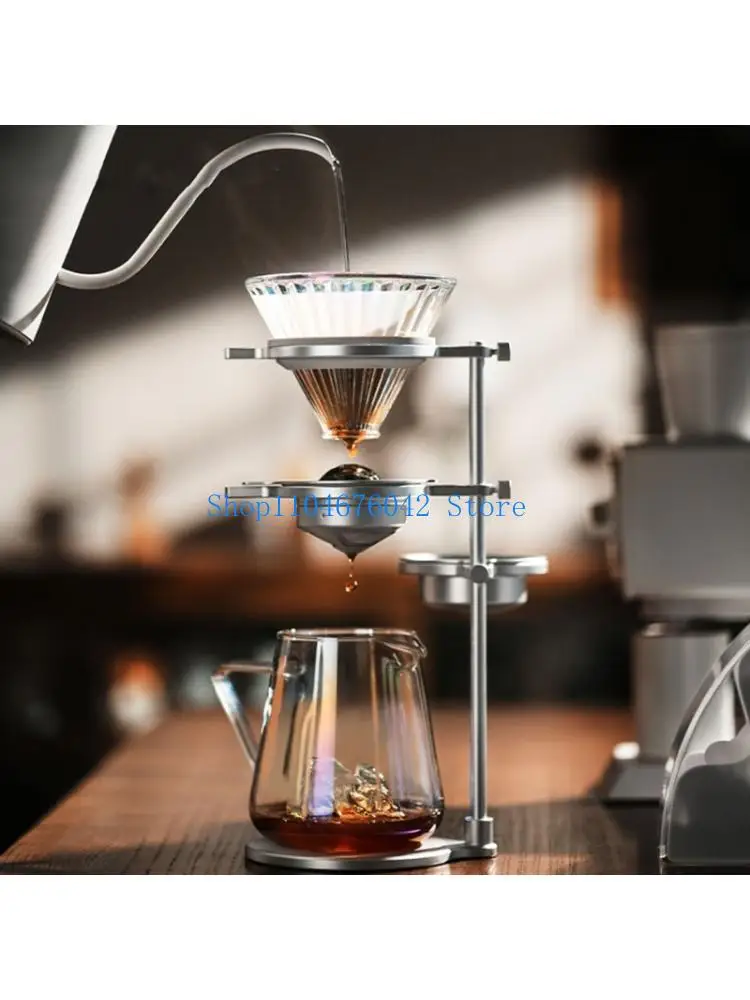 

5asd Adjustable Aluminum Alloy Coffee Dripper Stand With Ice Ball Holders And Filter Cup For Cold Brews Preparation