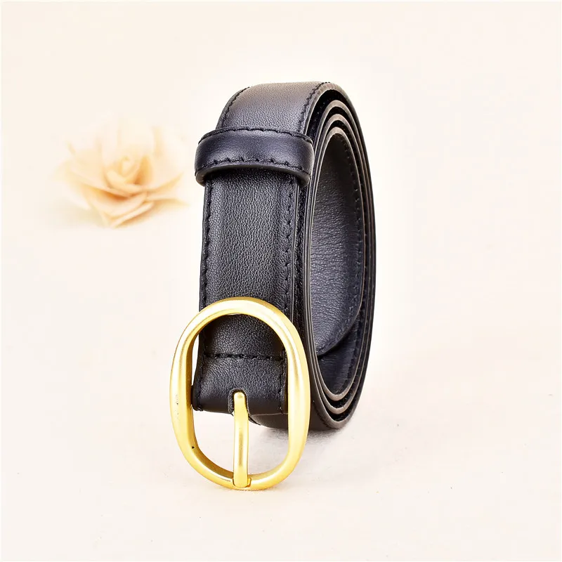 Fine New Belt Women's Head Layer Cowhide Belt Fashion Simple Versatile Jeans Belt Decoration Dress Luxury Belt