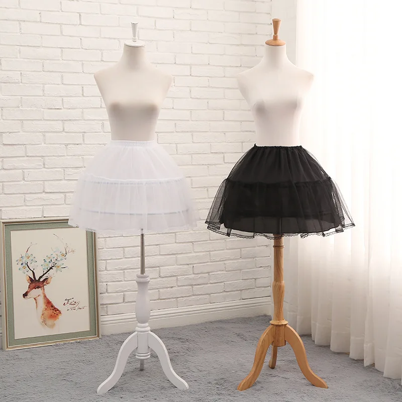 Petticoat Woman Girls 2 hoopsUnderskirt with Lace Trim  Cosplay Party Dress Lolita Ballet Tutu Skirt Rockabilly Crinoline