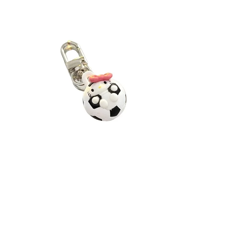 Hello Kitty Anime Sports Keychain Set Mini Tennis Racket Ping Pong Football Pendant Charms Kawaii Bag Accessories Gift for Fans - Image 2