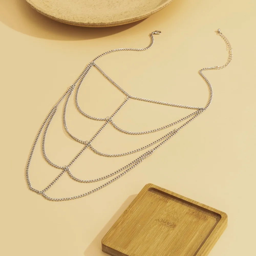 Fashion Metal Shoulder Chain Multilayer Punk Tassel Body Chain Shoulder Ornament Adjustable Shoulder Necklace Women