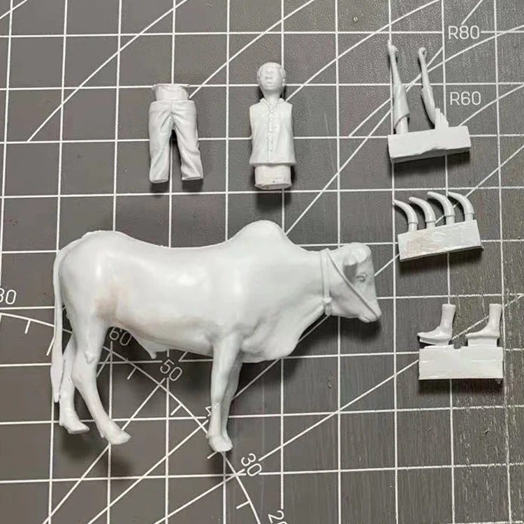 1/35 Resin Model kit figure GK, The Cow & Boy Vietnam, War Civilian Series, Unassembled and unpainted kit