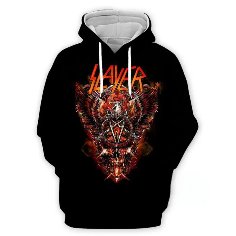SLAYER ROCK Hoodies ผู้ชาย 3D พิมพ์ Hoodie ผู้ชายผู้หญิงเสื้อกันหนาว Casual ขนาดใหญ่ Hip Hop เสื้อผ้า Streetwear แฟชั่น Hoodie