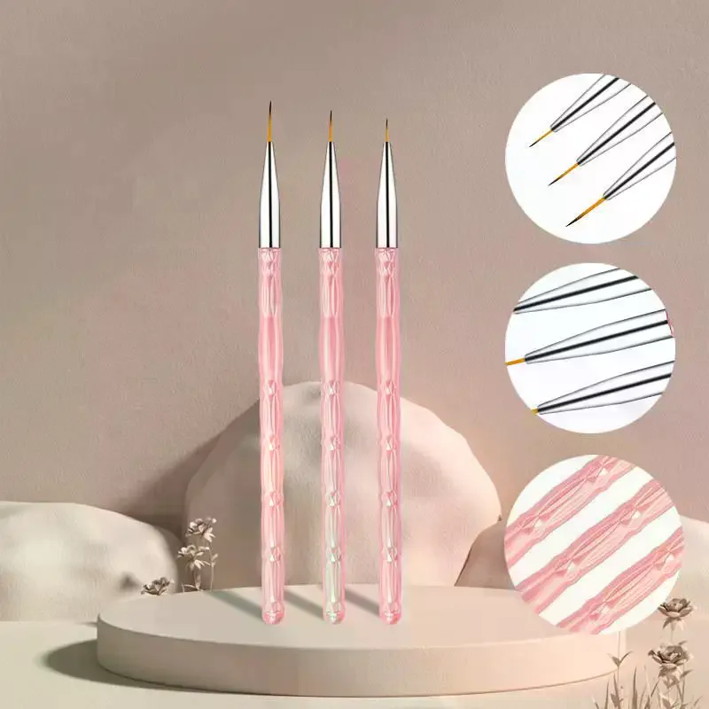 3本セット UVジェルポリッシュ ネイルアートブラシ ネイルアートライナーブラシ 細部描画用 ファインライナーブラシ ネイルデザインツール