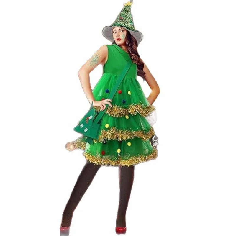 عيد الميلاد موضوع دور اللعب شجرة عيد الميلاد شكل فستان المرأة تأثيري حلي تضيء أغطية الرأس اكسسوارات حقيبة يد نظارات #2