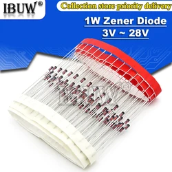 100pcs 1W Zener diode DO-41 3V 3V3 3V6 3V9 4V3 4V7 5V1 5V6 6V2 6V8 7V5 8V2 9V1 10V 11V 12V 13V 15V 1N4733A 1N4742A 1N4728A