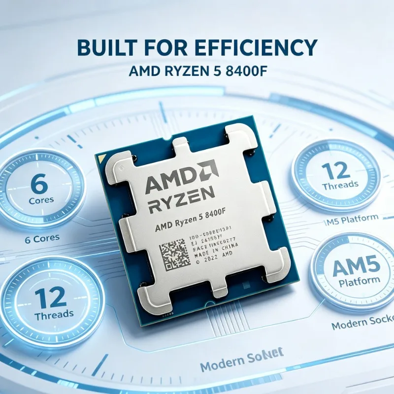 AMD Ryzen 5 8400F Processor 6 Cores 12 Threads 4.2GHz Zen4 Socket AM5 Desktop PC CPU For Building Gaming Computer