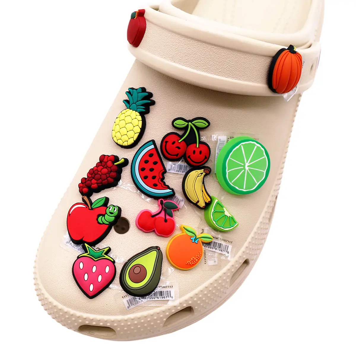 1pcs Original Orange Peach Banana Apple Cherry PVC Shoe Charms Fruits Shapes Designer Sandal Upper Decorations Clogs Accessories