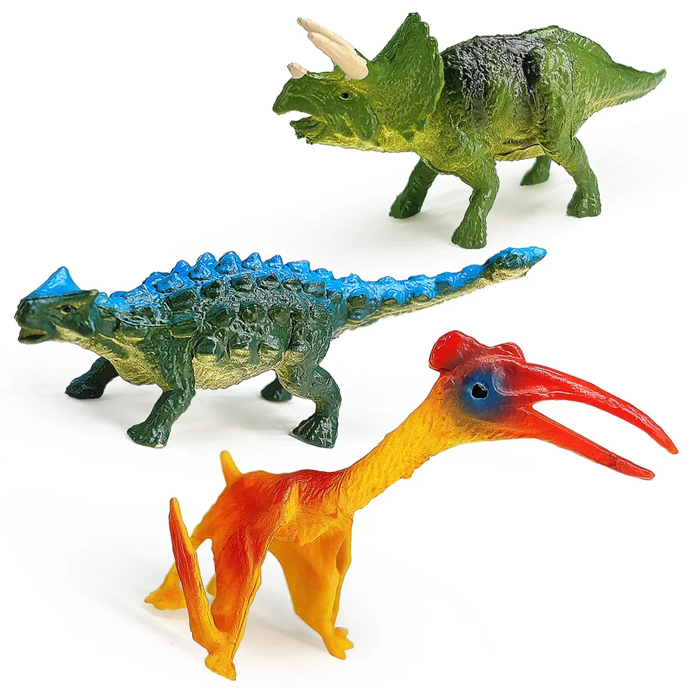 12PCS Jurassic Dinosaur Set VTriceratops, Pterosaurs, mosasaurs, stegosaurus Model Action Figures PVC Collection Kids Toy Gifts