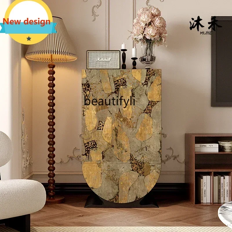 Hot sales High-end light luxury art solid wood chest living room home designer bedroom bedside storage cabinet