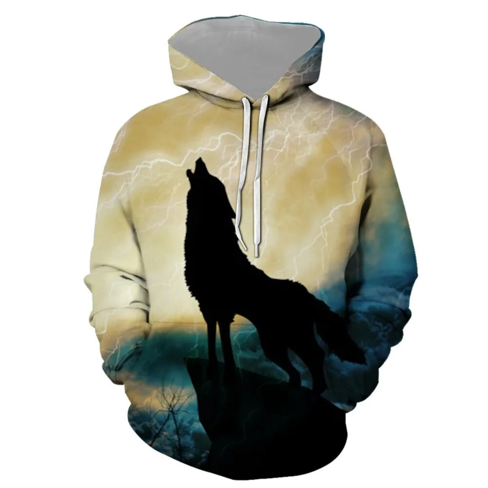 

Hot Sell Wolf Hoodies Men's Print Hoodie Autumn Winter Hip Hop Hoody Tops Casual 3D wolf Head Hoodie Sweatshirt Pullover