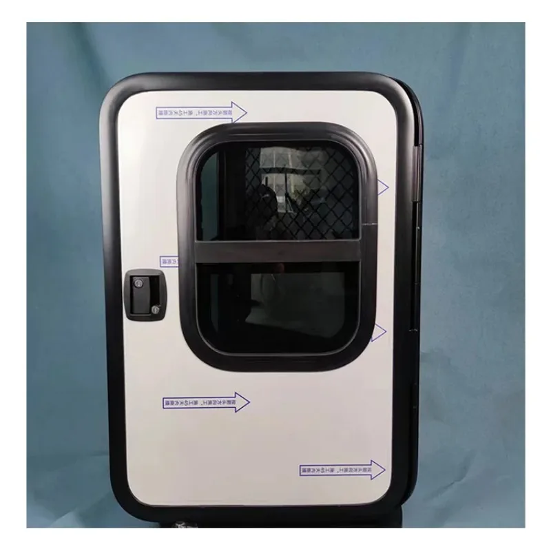 رائجة البيع RV دمعة مقطورة الباب 620*950 مللي متر سبائك الألومنيوم باب التخييم مع نافذة رفع