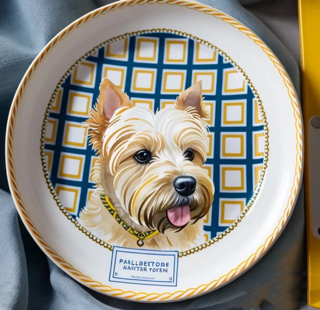 Cute Pet Custom Ceramic Dinner Plate Western Plate Steak Plate Personalized Dessert Salad Pasta Flat Plate Ceramic Dishes