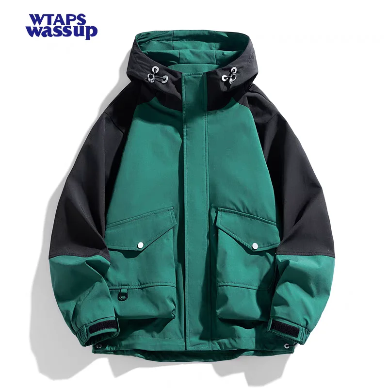 WTAPS WASSUP Color matching hooded jacket Men's hardshell spring and fall fashion brand casual American cargo jacket