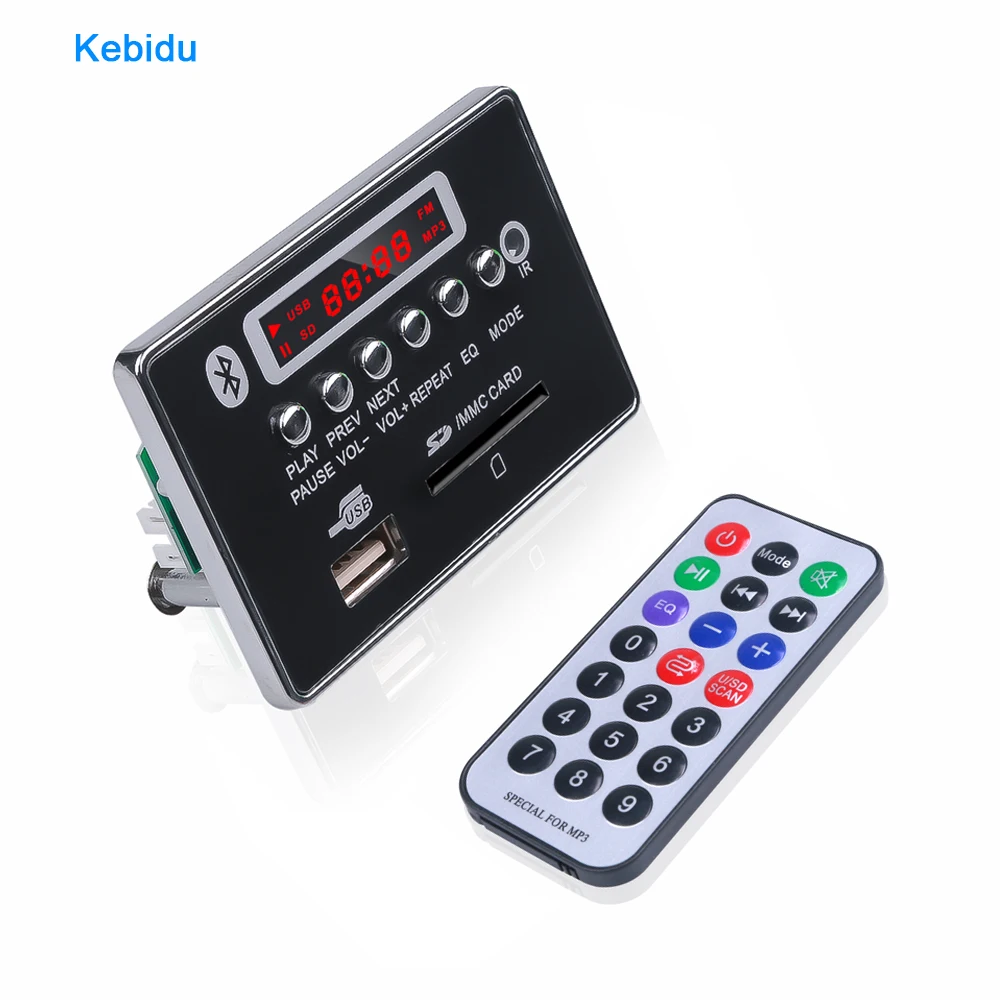 Wireless MP3 Decoder Board Module 5V 12V Hands-free Car USB Player WMA WAV USB FM Aux Radio For Car Integrated Remote Control