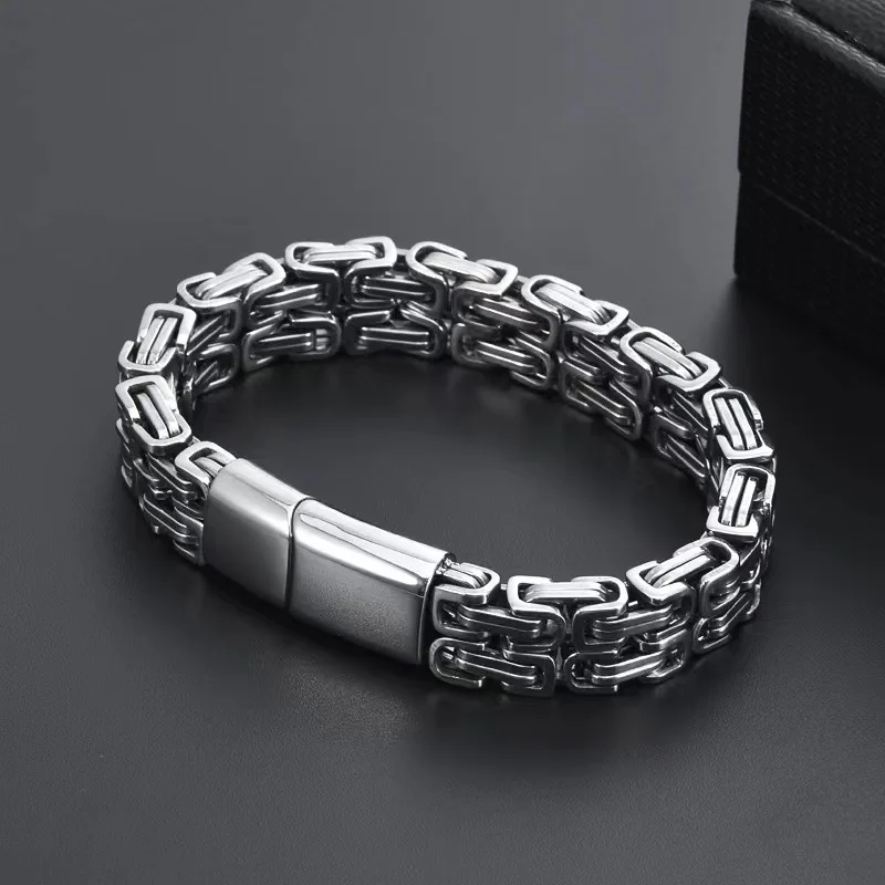 12mm Custom Text  Men Stainless Steel Bracelets Double Cuban Chain band Smooth Engrave Logo Id Bracelet Gift Jewelry