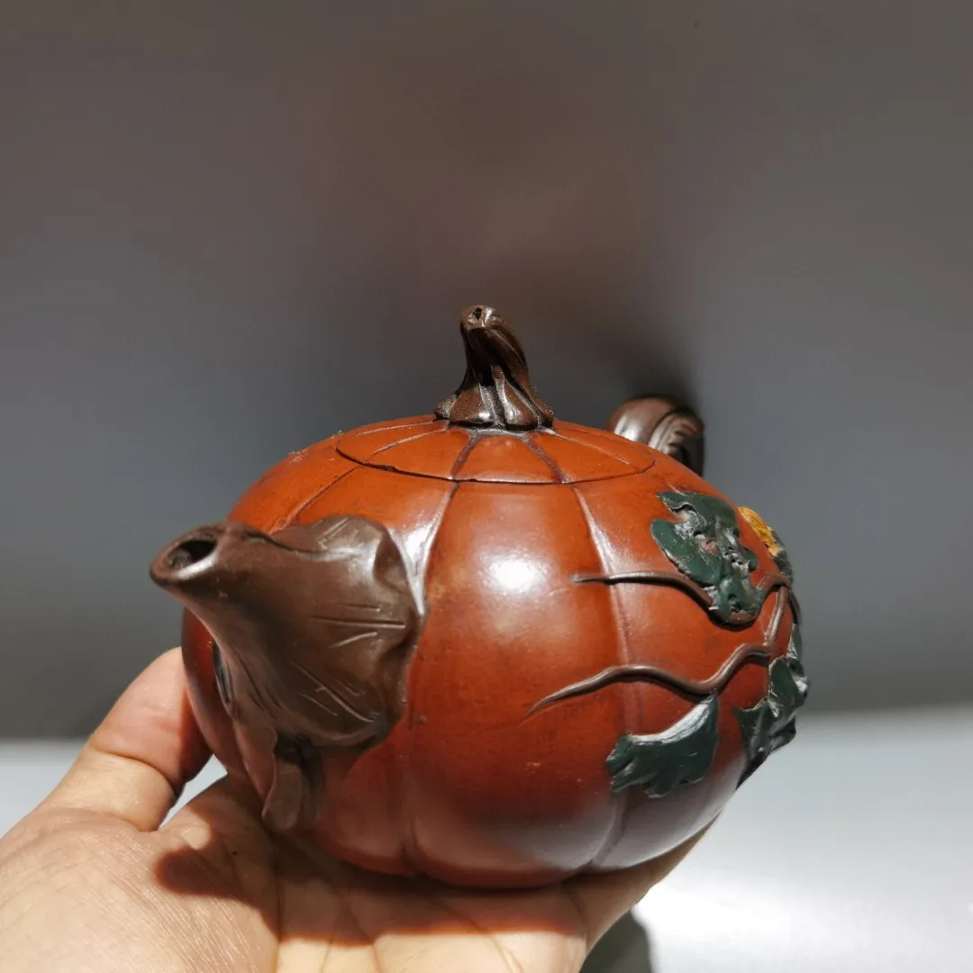 7 "الصينية ييشينغ الأرجواني وعاء الطين اليقطين على شكل إبريق الشاي Guateng نمط غلاية إبريق الشاي الإبريق جمع ثروة الحلي تاون هاوس