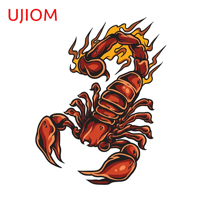UJIOM Orange Fire Scorpion Wall Sticker Trendy Sunscreen Windows Trunk Graphics Decal Suitable For Surfboard Skateboard Decor