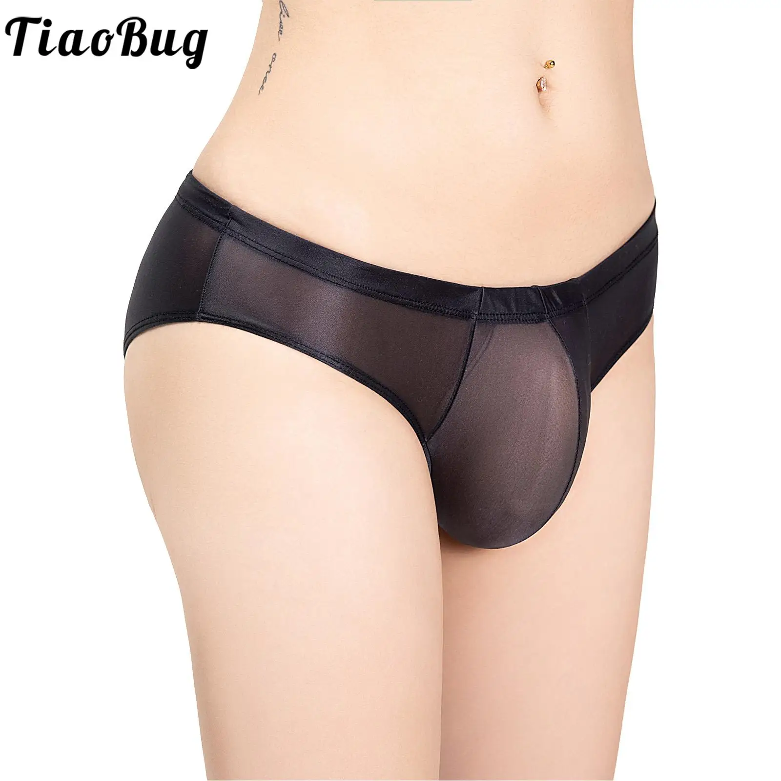 

Mens Sissy Valentines Day gift See-Through Bulge Pouch Thong Solid Color Low-rise Underpants Lightweight Underwear Briefs