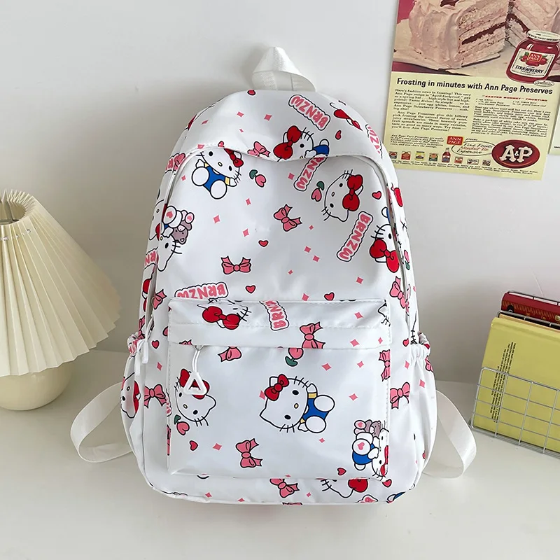 Sanrio Hello Kitty Graffiti Print Backpack, Cinnamoroll Kuromi Anime Preppy Schoolbag, Student Casual Travel Commute Knapsack