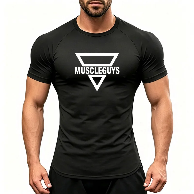 Men Short Sleeve Running T-Shirts Quick Dry Breathable Crew Neck Gym Workout Top Slim Fit Moisture Wicking Outdoor Activewear