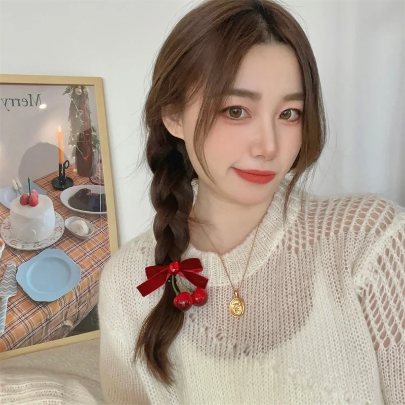 1pc/2pcs 하라주쿠 Bowknot 머리핀 Subculture 소녀 포니 테일 앞머리 헤어 클립