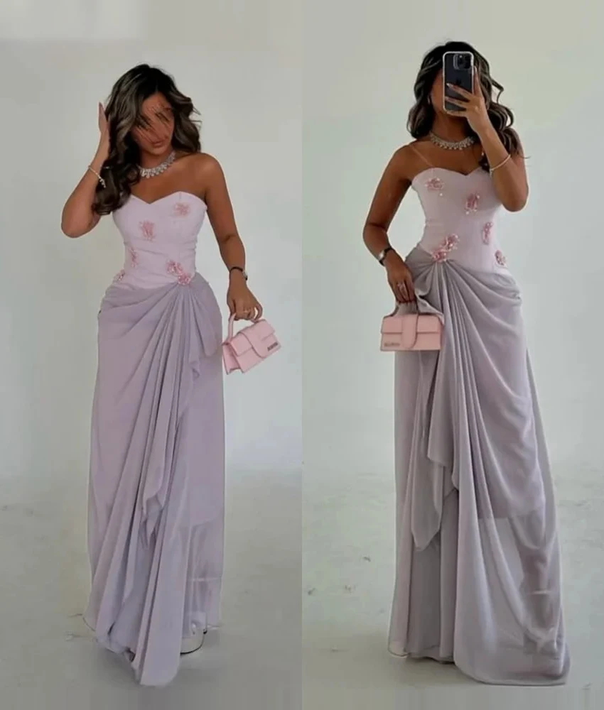 

MCDV Customized Sexy Chiffon A-Line Flowers Evening Dress High Quality Sweetheart Sleeveless Floor Length Bespoke Occasion Gowns