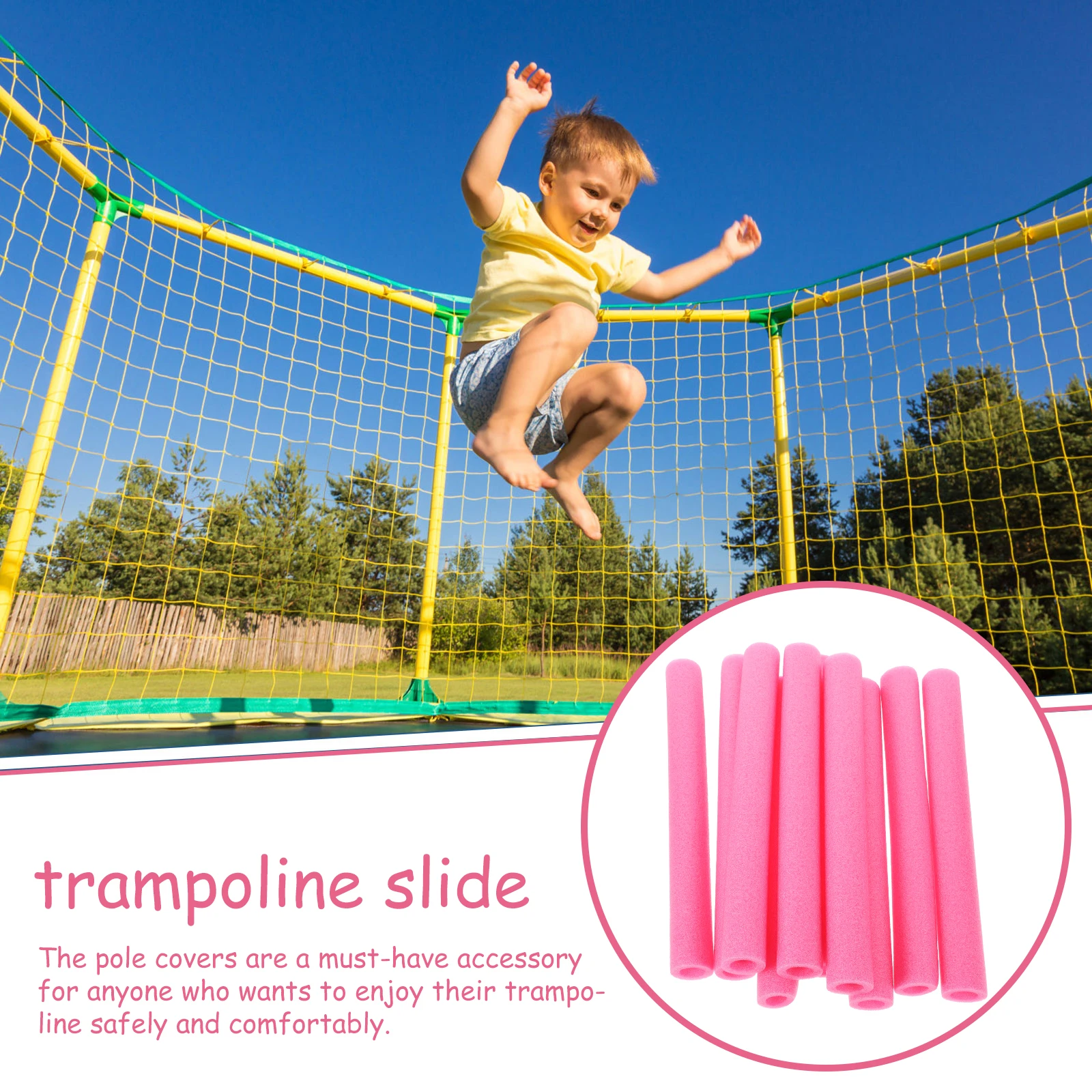 

10 Pcs Trampoline Accessories Foam Pole Covers Sponge Tubes 40cm Kids Safety Padding Pole Sleeves PE Jump Bed Parts Slide