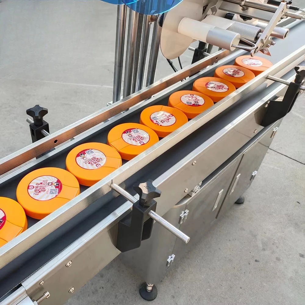 MTW Automatic Jar Bottle Can Plastic Box Top Stick Labeler Flat Labeling Machine with Label Printing System