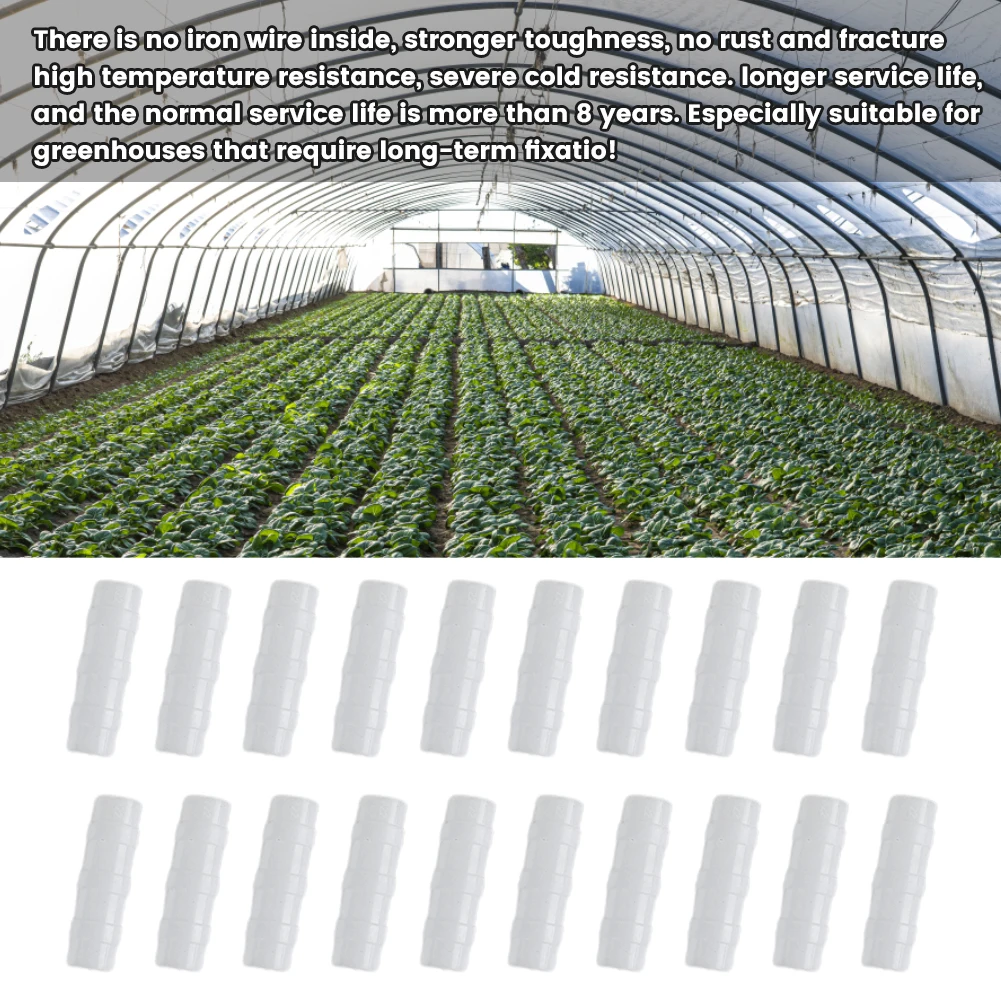 Tunnel Hoop Clips Pipe Clamps Plant Stakes Row Cover Temperature Resistant White Anti Rust Greenhouse Shed Film Kits