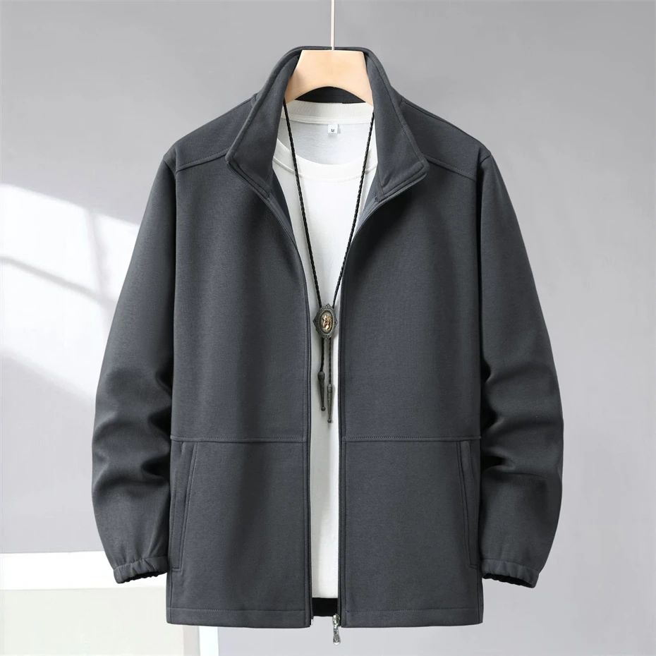 10XL 12XL Plus Size Jacket Coat Men Spring Autumn Solid Color Stand Collar Jacket Coat Fashion Casual Jackets Male Big Size 12XL