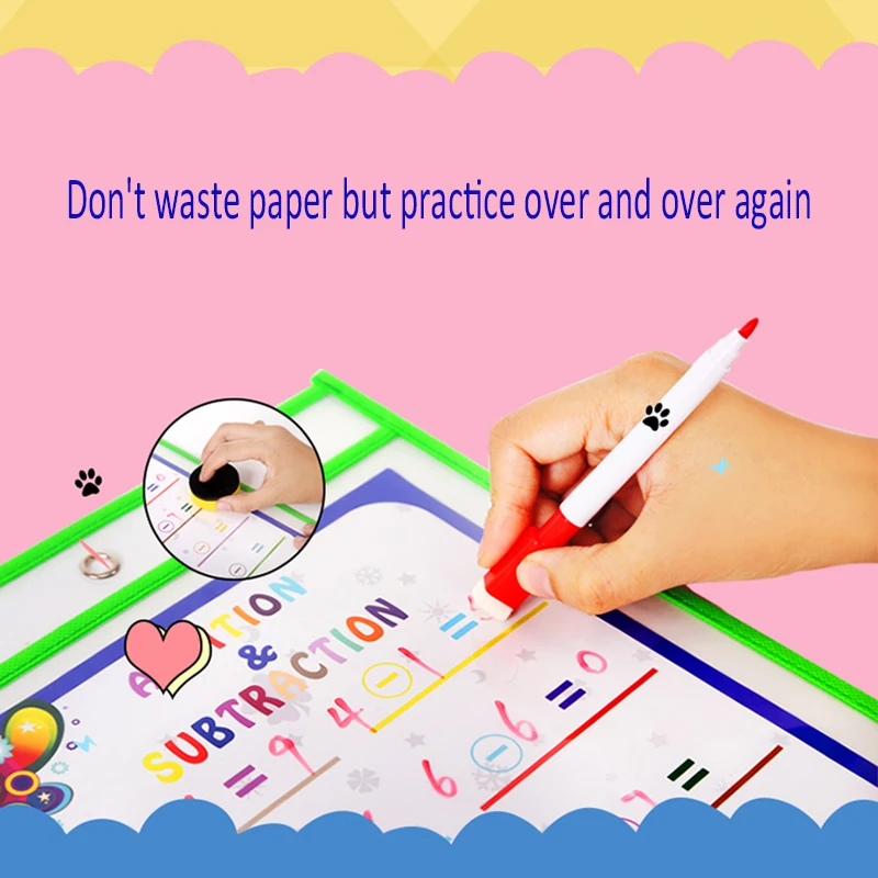 Dry-wiping Multi-function File Bag Student Supplies Painting Practice Calligraphy Tracing Red Reusable Portable Children Gifts