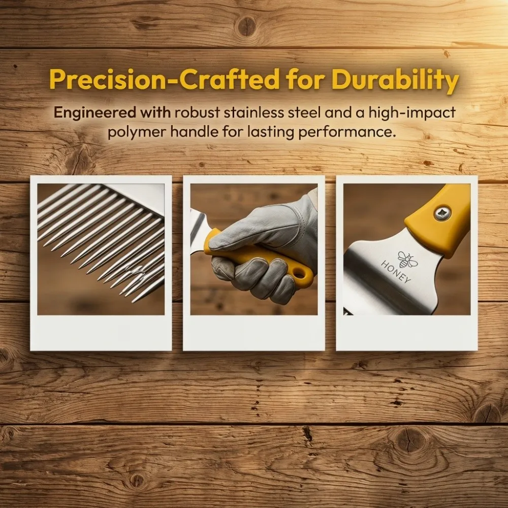 Stainless Steel Bee Uncapping Fork Silicone Handle Yellow Honey Harvesting Tool Bee Uncapping Honey Comb Beekeeping Accessories