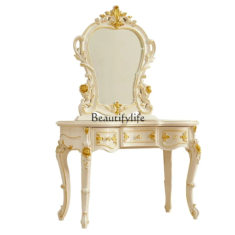 

European dresser, American luxury bedroom storage cabinet integrated champagne gold small dressing table